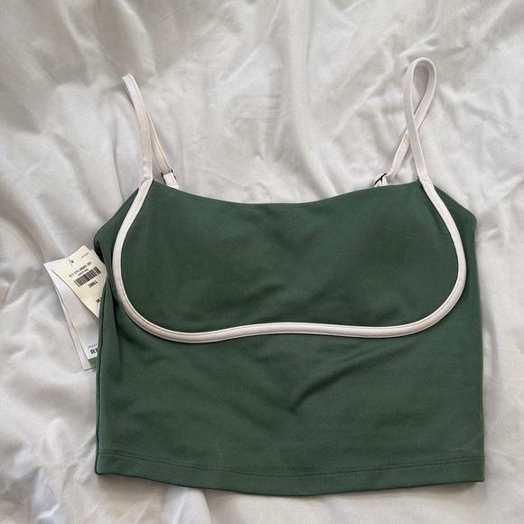 Hollister Tops - Hollister Dark Green Cropped Cami with White Trim